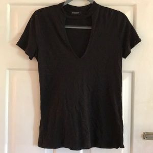 Black deep v trendy tee